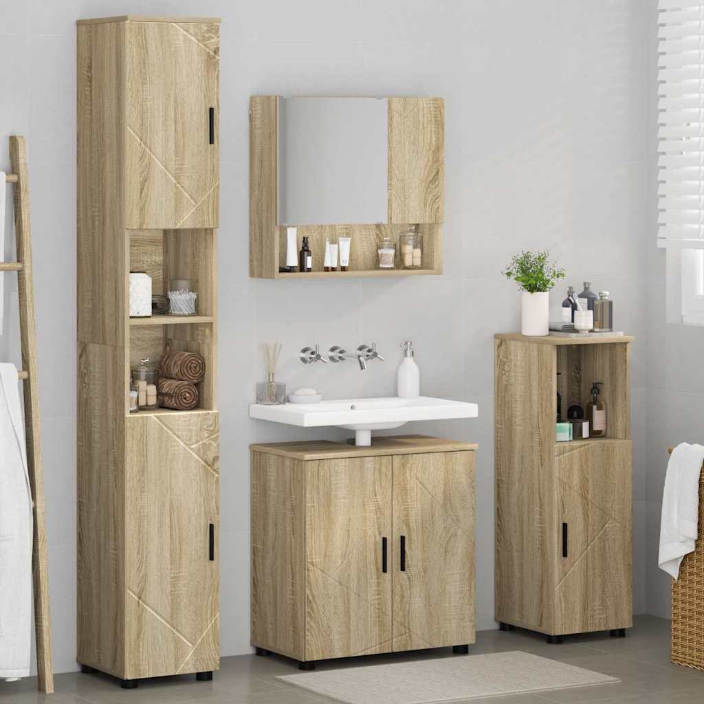 Ensemble de mobilier de salle de bain 4 pc Chêne Sonoma - XIOS
