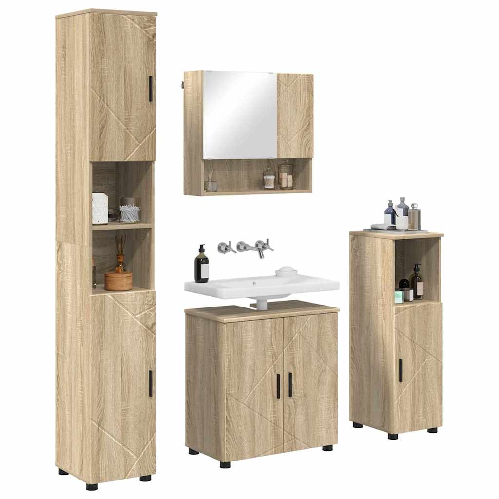 Ensemble de mobilier de salle de bain 4 pc Chêne Sonoma - XIOS