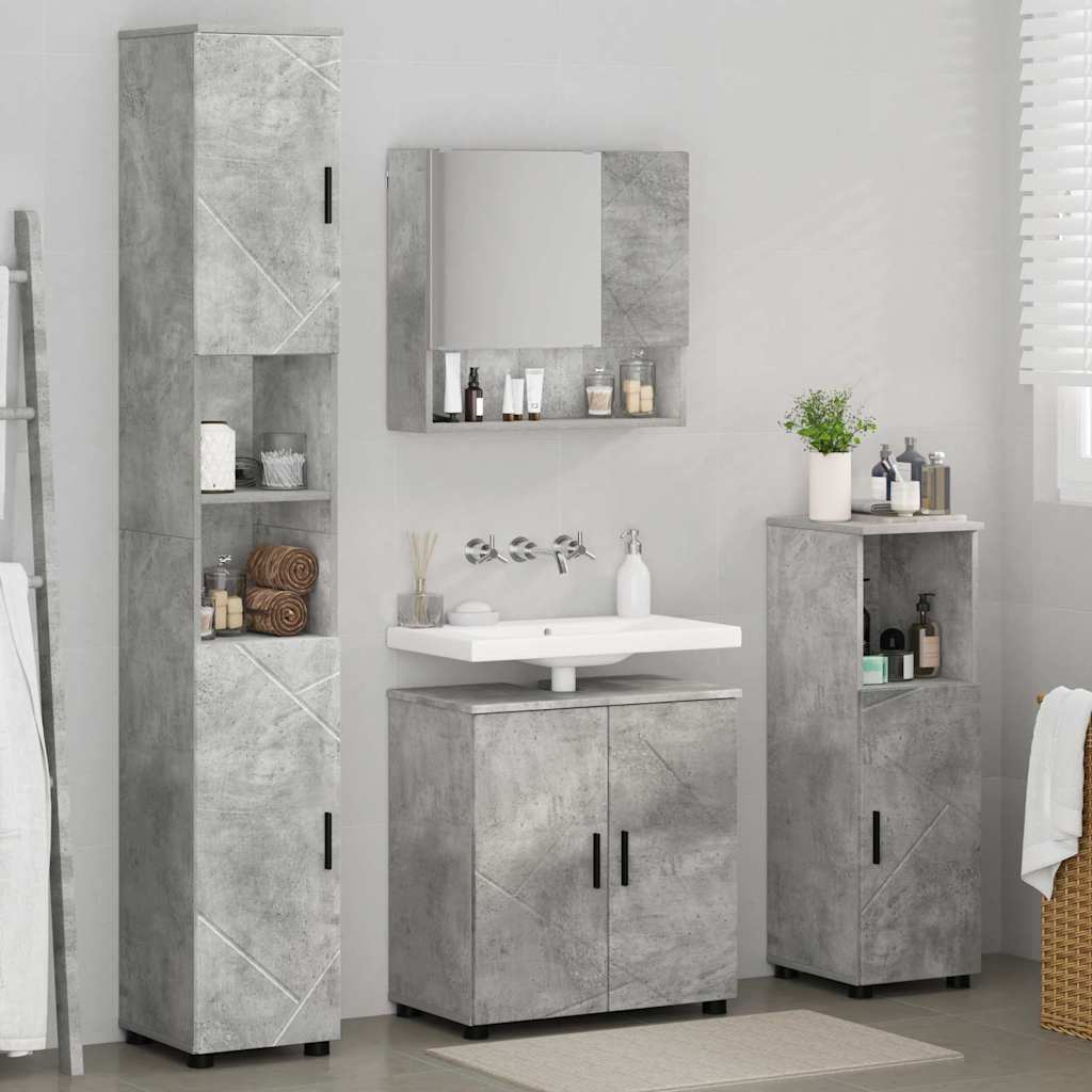 Ensemble de mobilier de salle de bain 4 pc Gris béton - XIOS