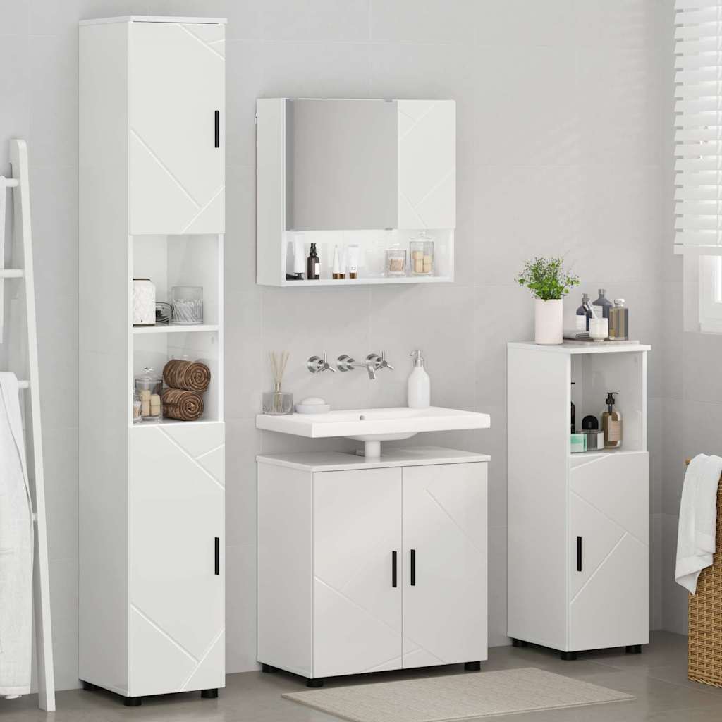Ensemble de mobilier de salle de bain 4 pc Blanc brillant - XIOS