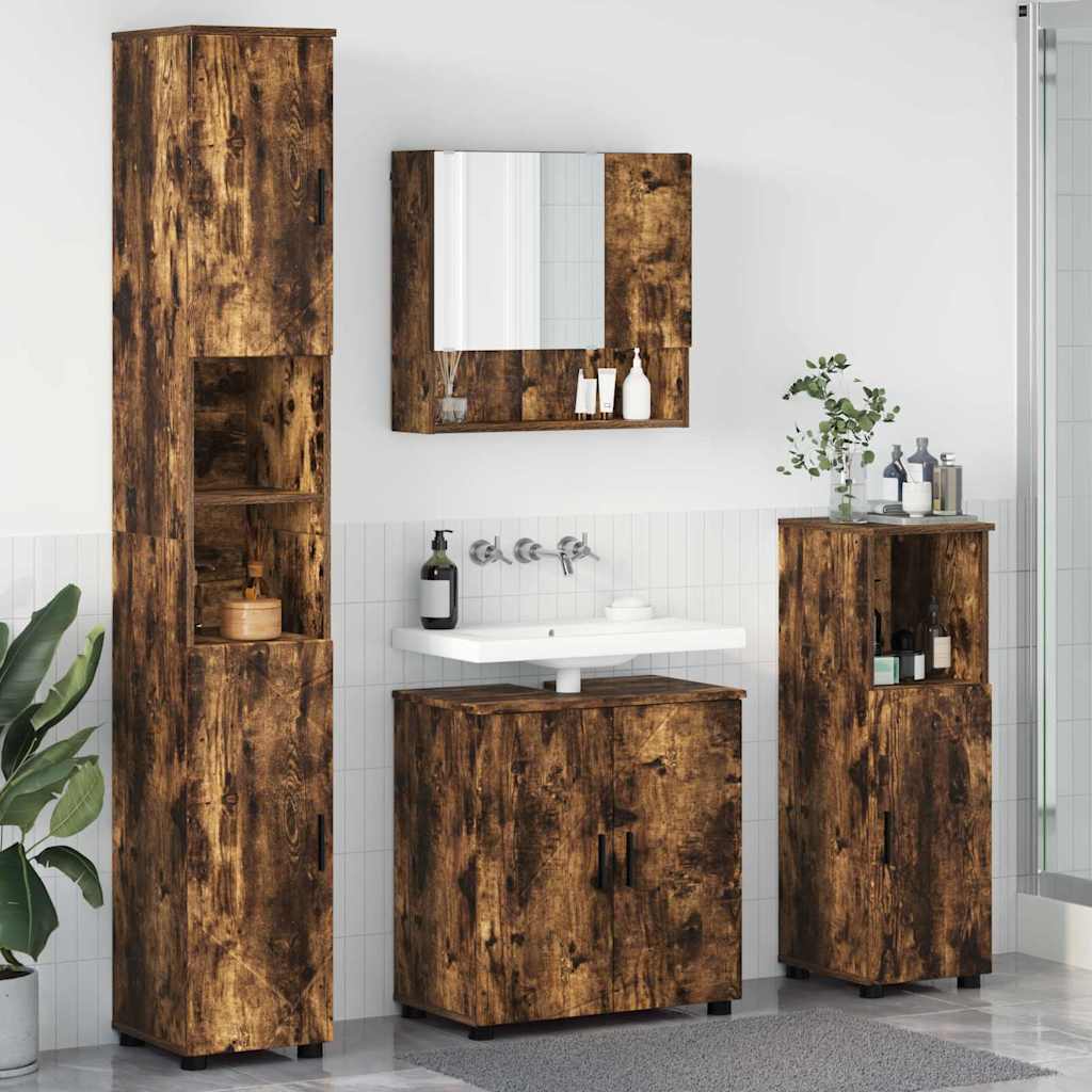 Ensemble de mobilier de salle de bain 4 pc Chêne fumé