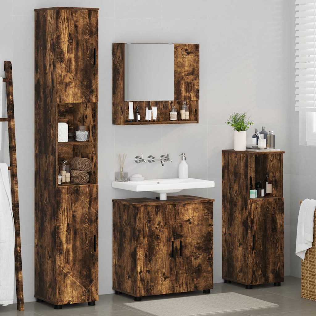 Ensemble de mobilier de salle de bain 4 pc Chêne fumé