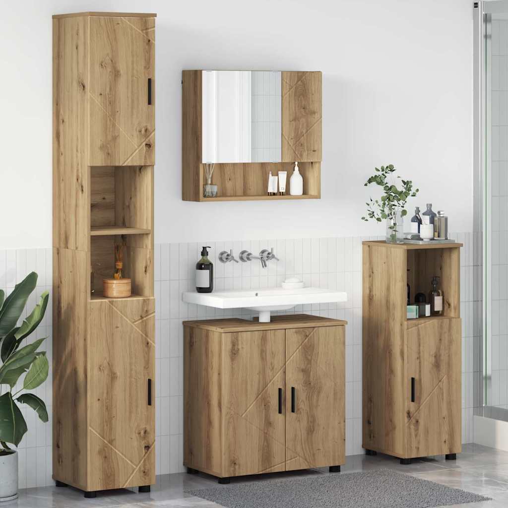 Ensemble de mobilier de salle de bain 4 pc Chêne artisanal - XIOS