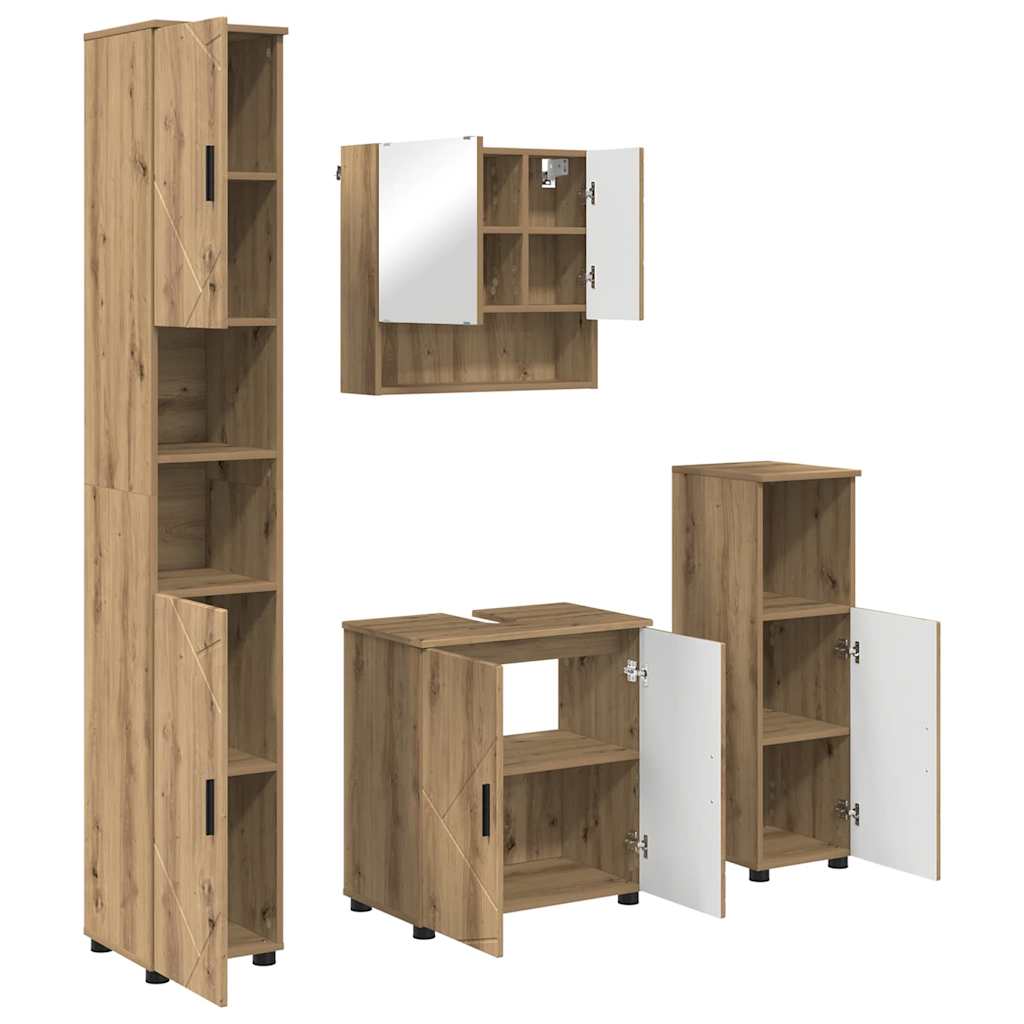Ensemble de mobilier de salle de bain 4 pc Chêne artisanal - XIOS