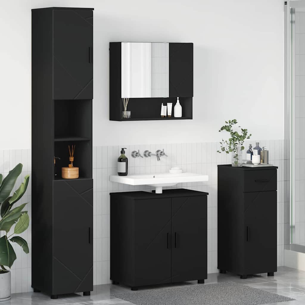 Ensemble de mobilier de salle de bain 4 pc Noir 61 x 35 x 64 cm