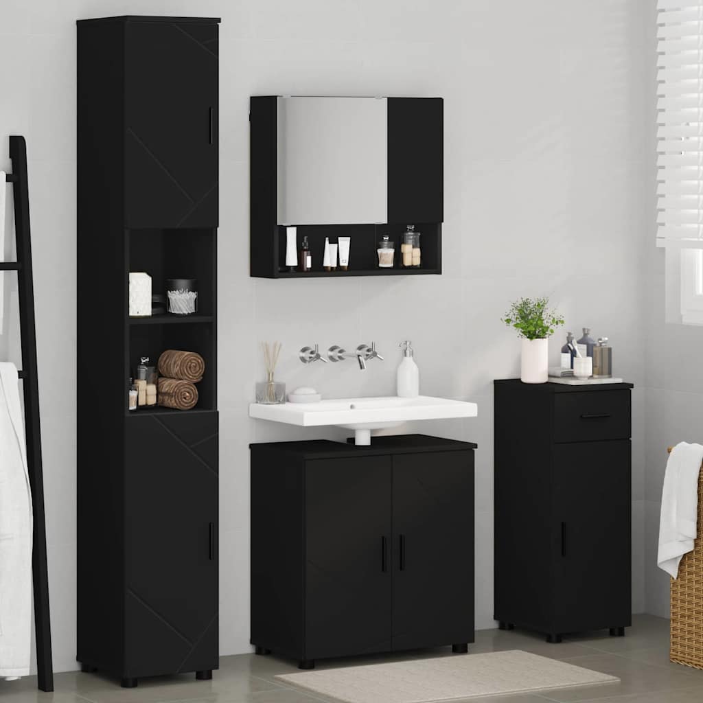 Ensemble de mobilier de salle de bain 4 pc Noir 61 x 35 x 64 cm