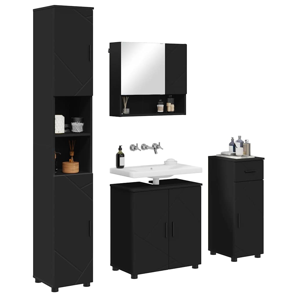 Ensemble de mobilier de salle de bain 4 pc Noir 61 x 35 x 64 cm