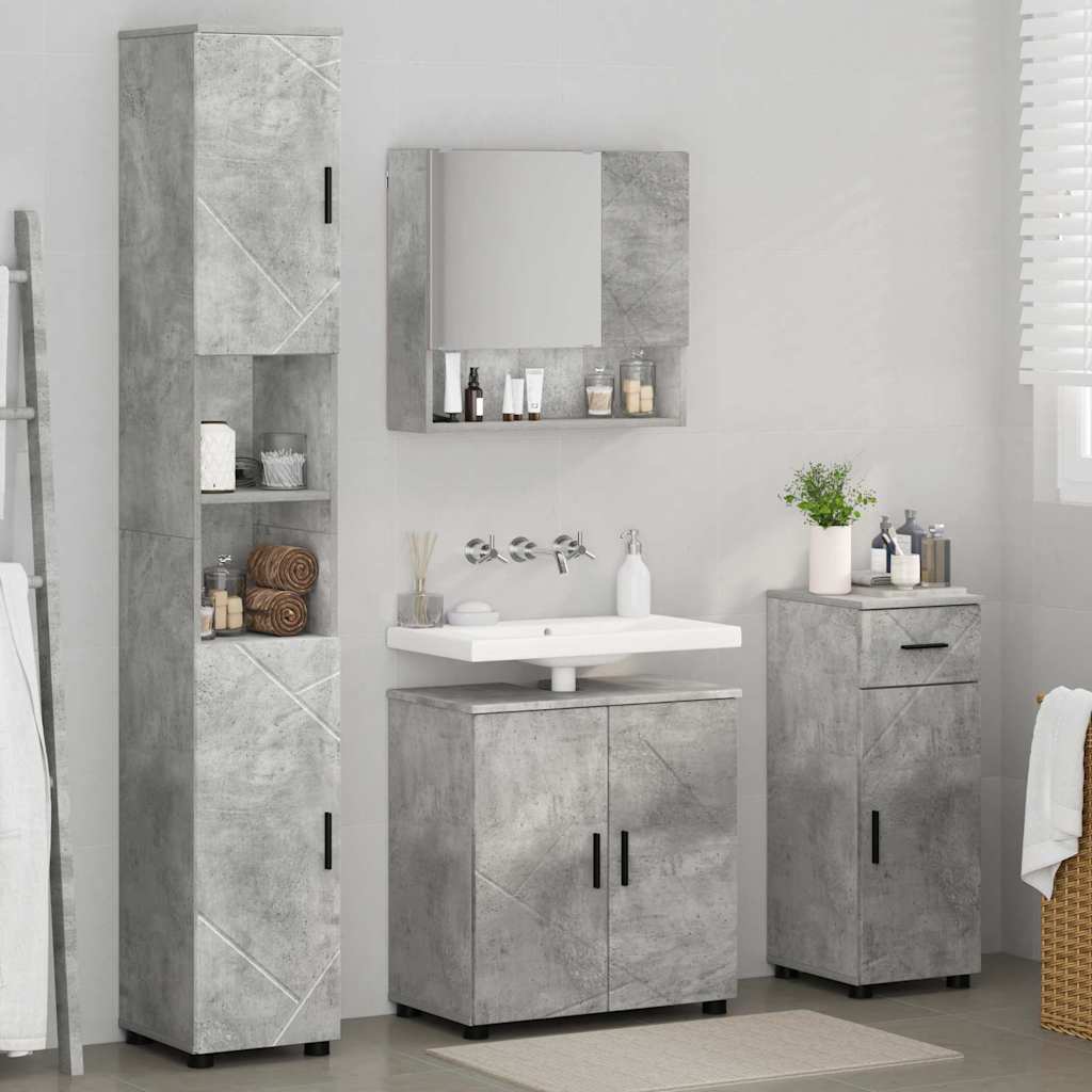 Ensemble de mobilier de salle de bain 4 pc Gris béton - XIOS