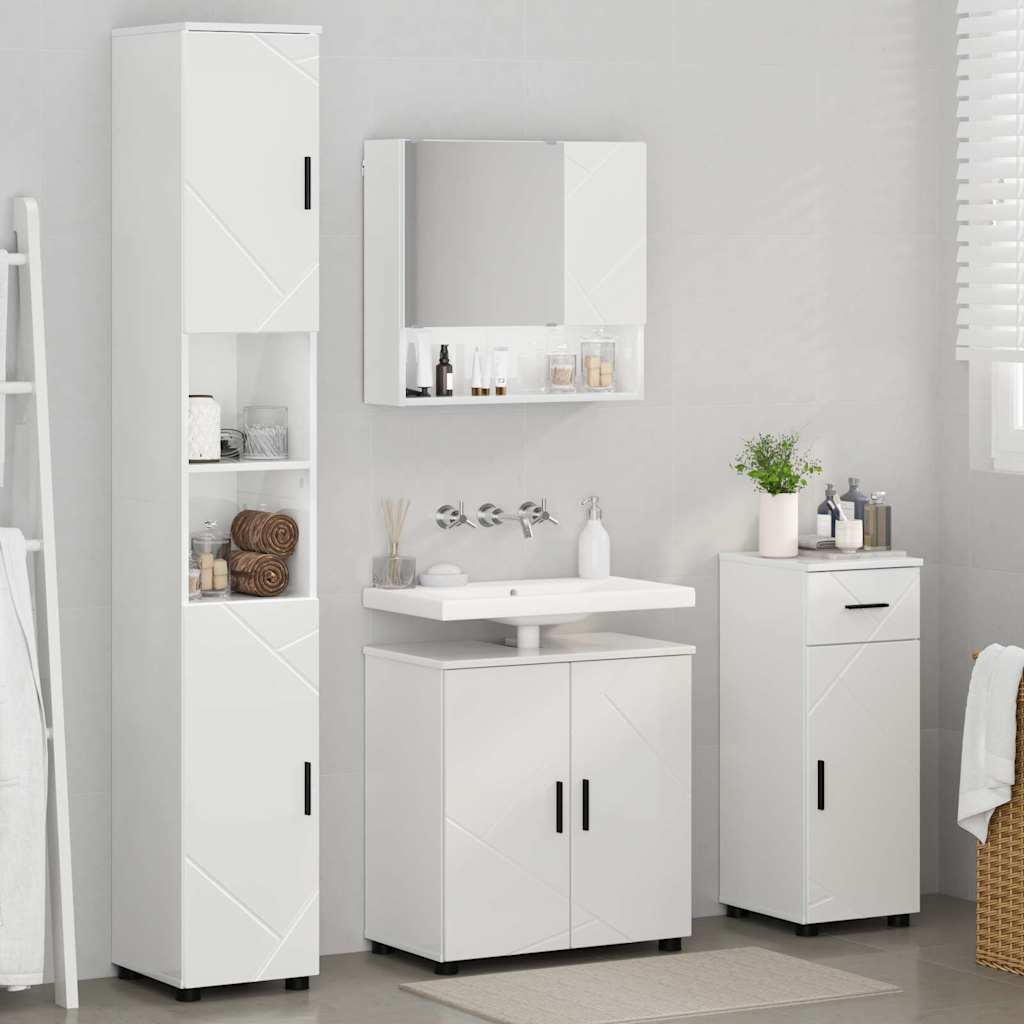 Ensemble de mobilier de salle de bain 4 pc Blanc brillant - XIOS
