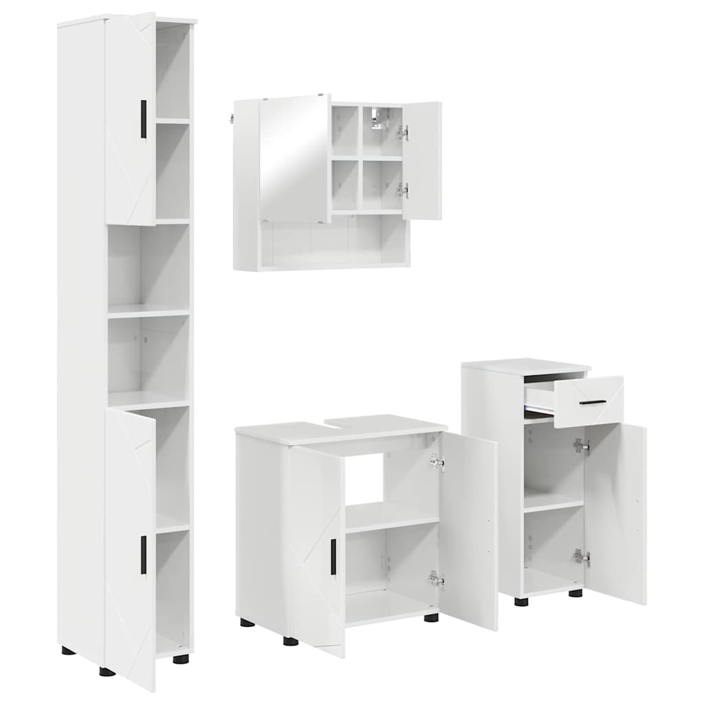 Ensemble de mobilier de salle de bain 4 pc Blanc brillant - XIOS