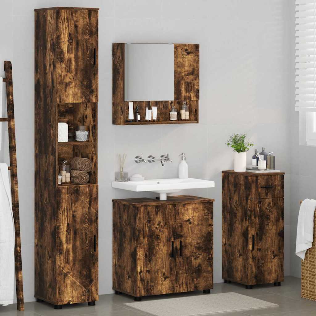 Ensemble de mobilier de salle de bain 4 pc Chêne fumé