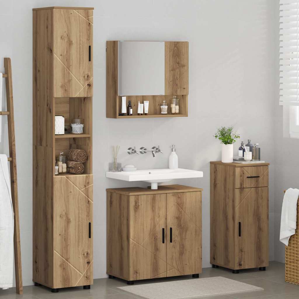 Ensemble de mobilier de salle de bain 4 pc Chêne artisanal - XIOS
