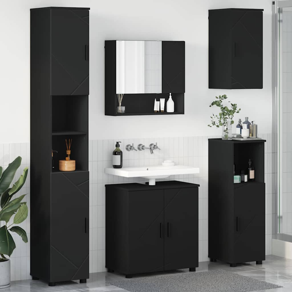 Ensemble de mobilier de salle de bain 5 pc Noir 61 x 35 x 64 cm