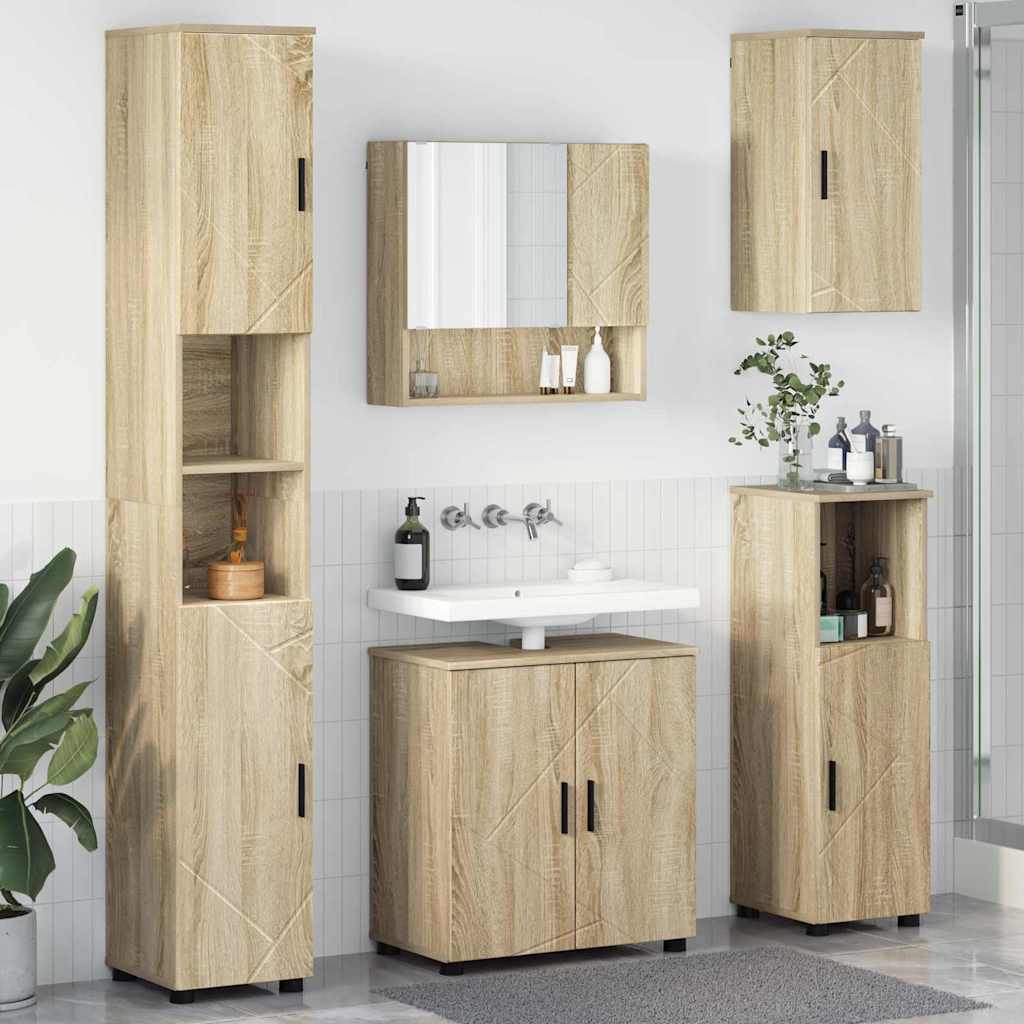 Ensemble de mobilier de salle de bain 5 pc Chêne Sonoma - XIOS