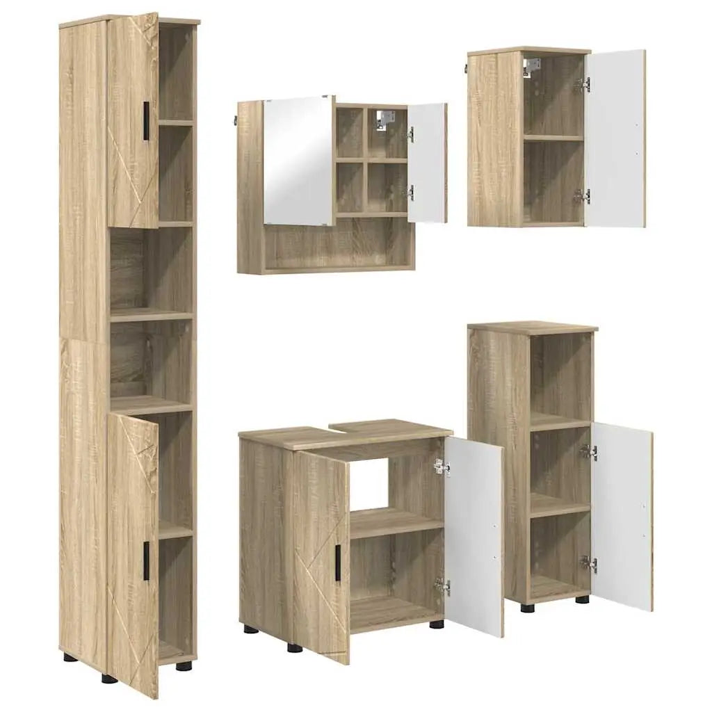 Ensemble de mobilier de salle de bain 5 pc Chêne Sonoma - XIOS