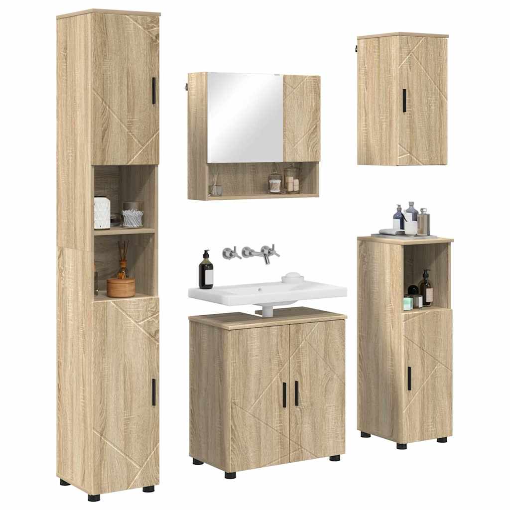 Ensemble de mobilier de salle de bain 5 pc Chêne Sonoma - XIOS