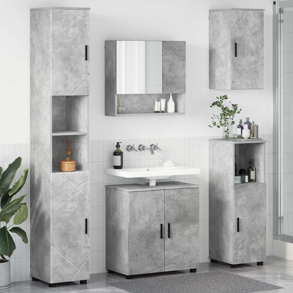 Ensemble de mobilier de salle de bain 5 pc Gris béton - XIOS