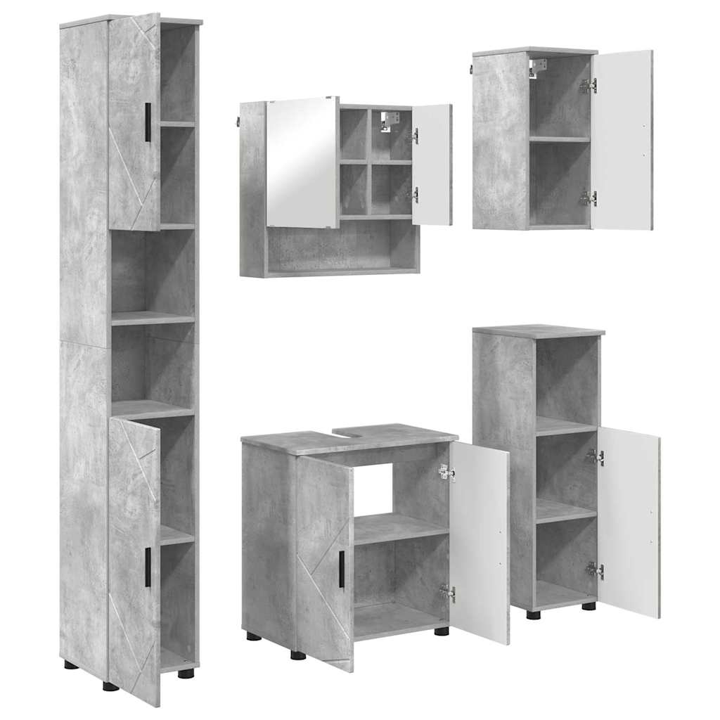 Ensemble de mobilier de salle de bain 5 pc Gris béton - XIOS