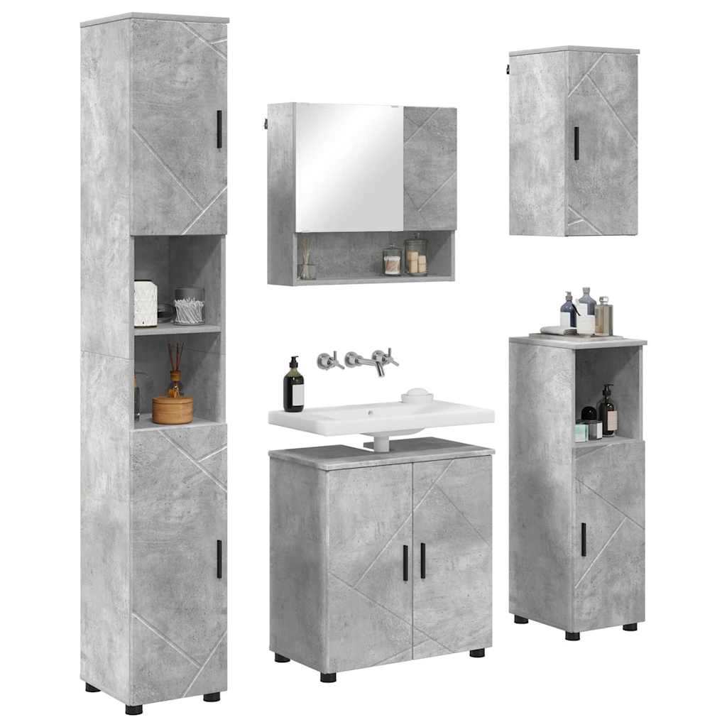 Ensemble de mobilier de salle de bain 5 pc Gris béton - XIOS