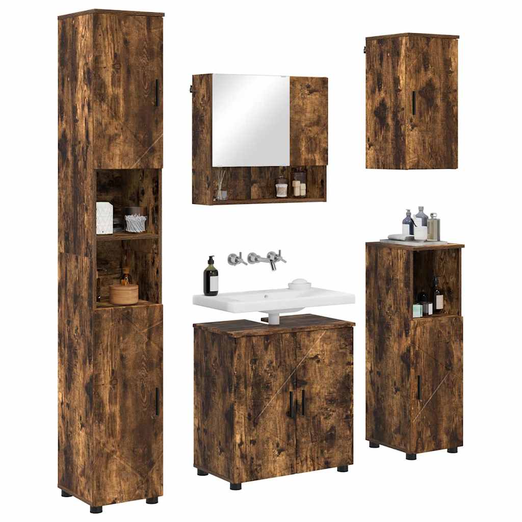 Ensemble de mobilier de salle de bain 5 pc Chêne fumé