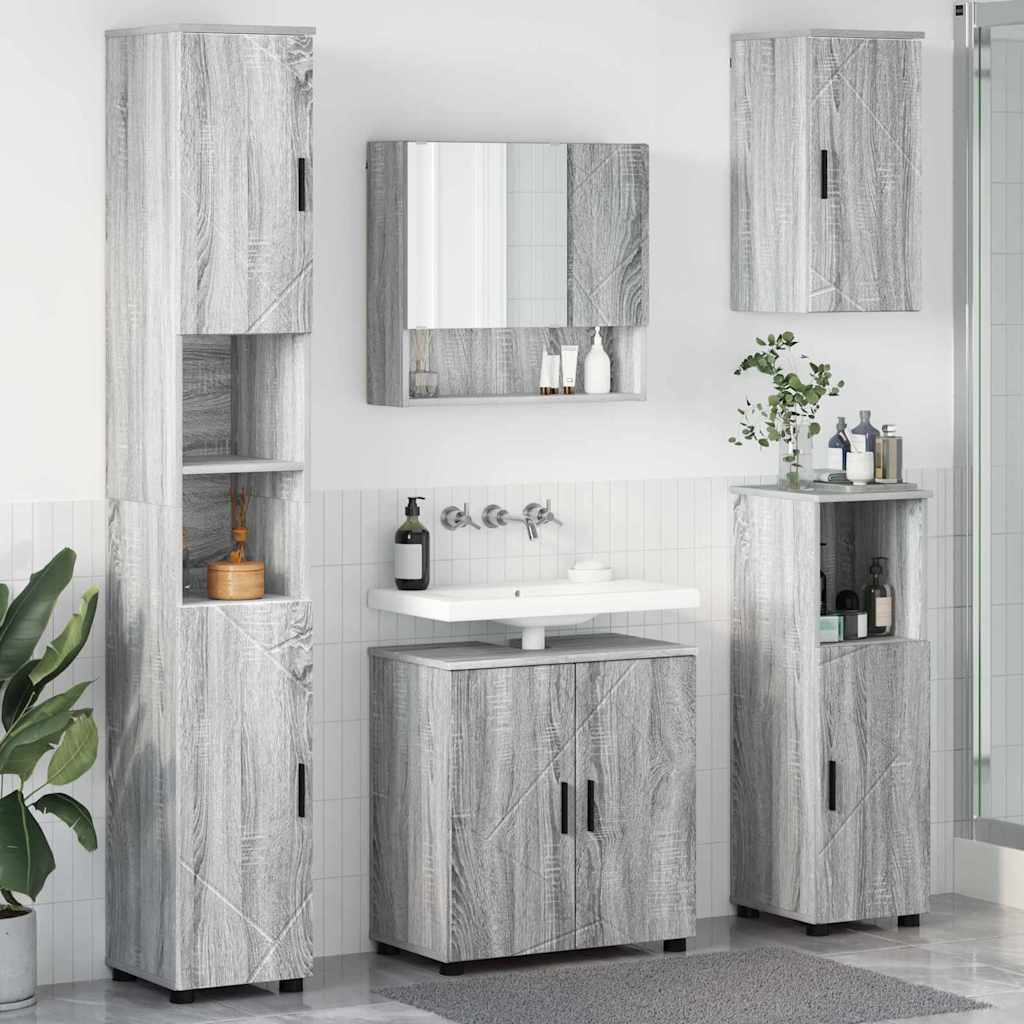 Ensemble de mobilier de salle de bain 5 pc Gris Sonoma - XIOS