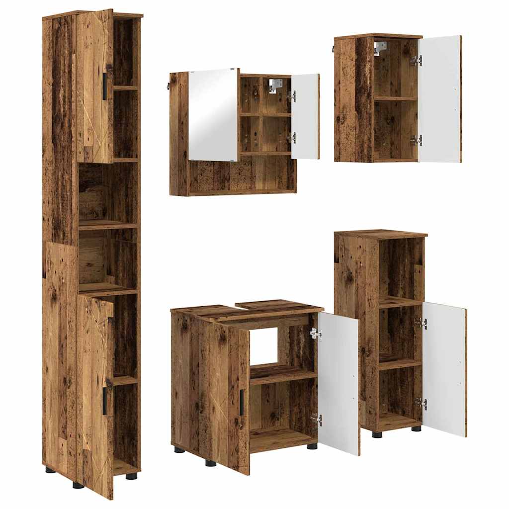 Ensemble de mobilier de salle de bain 5 pc Bois Ancien - XIOS