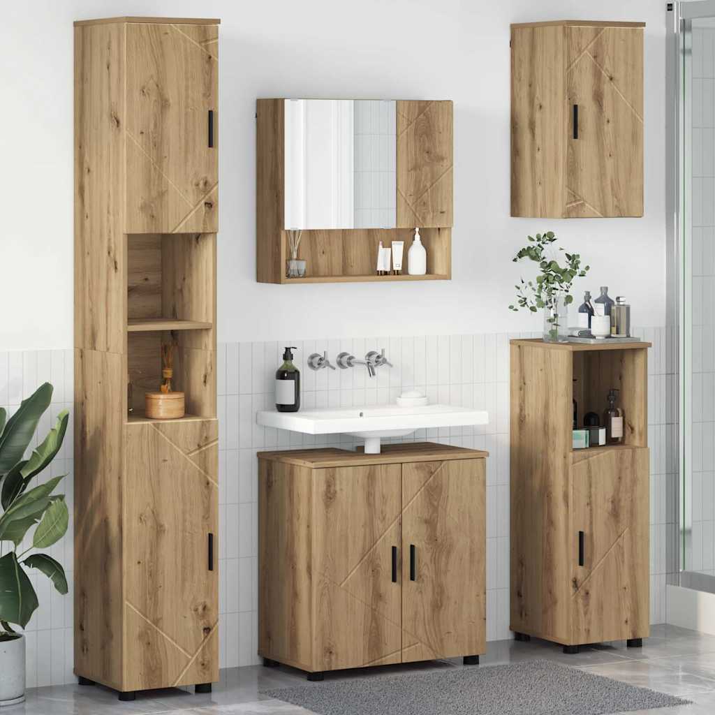Ensemble de mobilier de salle de bain 5 pc Chêne artisanal