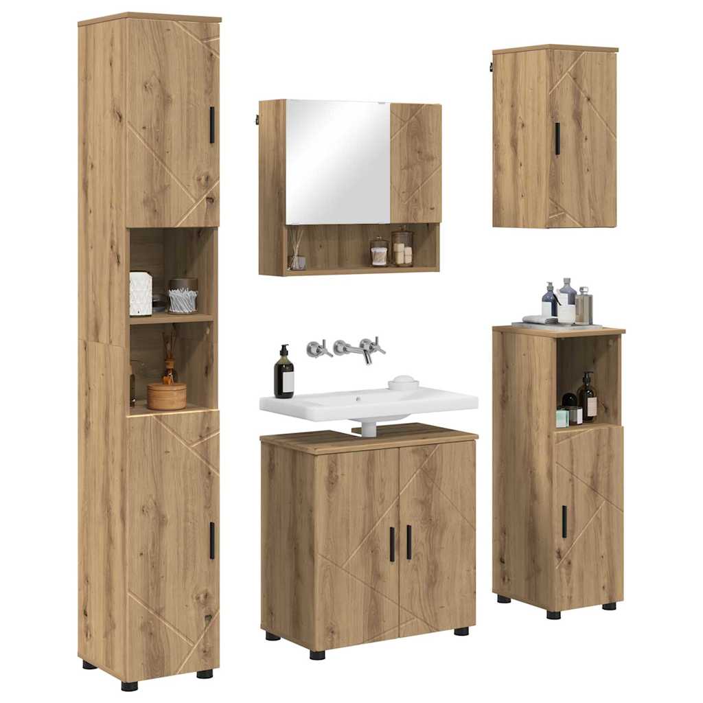 Ensemble de mobilier de salle de bain 5 pc Chêne artisanal