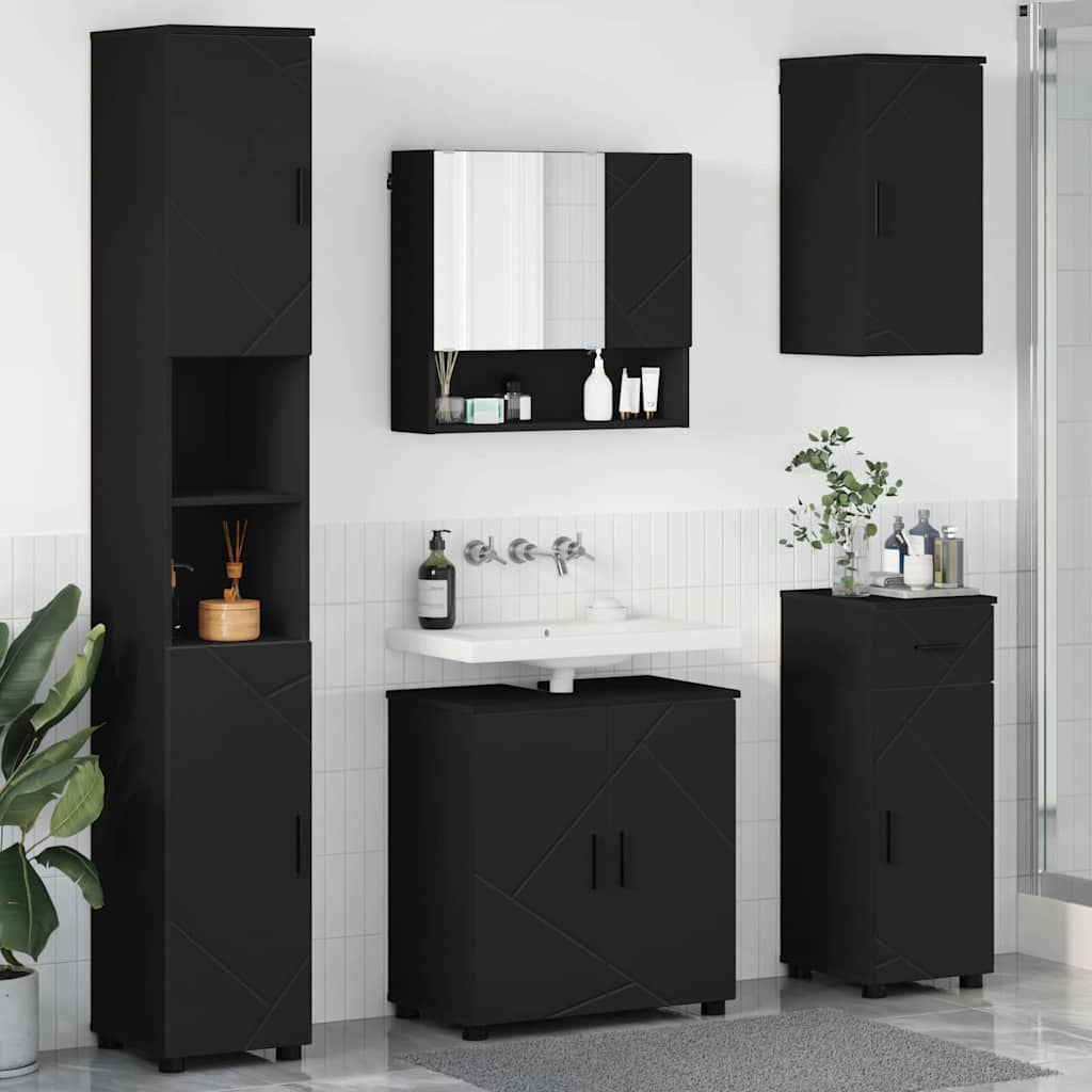 Ensemble de mobilier de salle de bain 5 pc Noir 61 x 35 x 64 cm