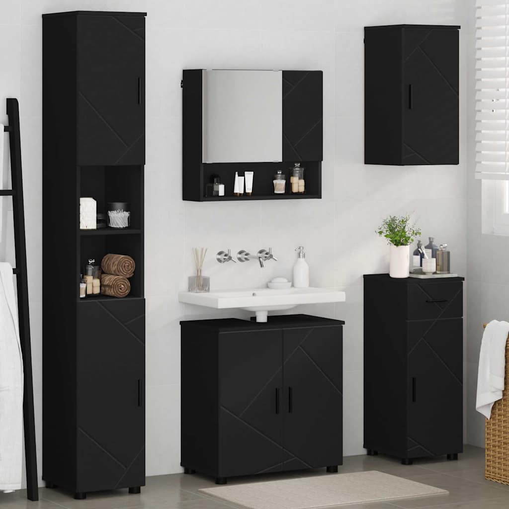 Ensemble de mobilier de salle de bain 5 pc Noir 61 x 35 x 64 cm
