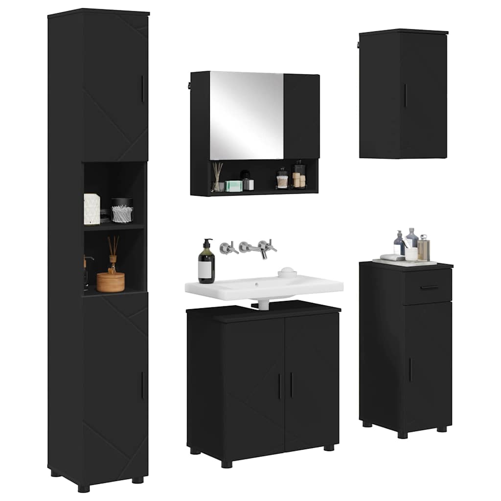 Ensemble de mobilier de salle de bain 5 pc Noir 61 x 35 x 64 cm