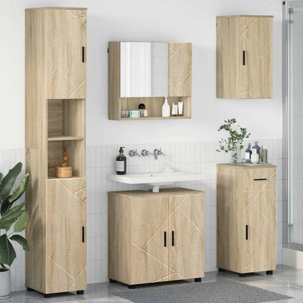 Ensemble de mobilier de salle de bain 5 pc Chêne Sonoma - XIOS