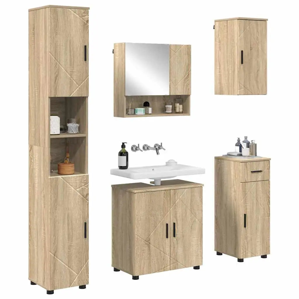 Ensemble de mobilier de salle de bain 5 pc Chêne Sonoma - XIOS