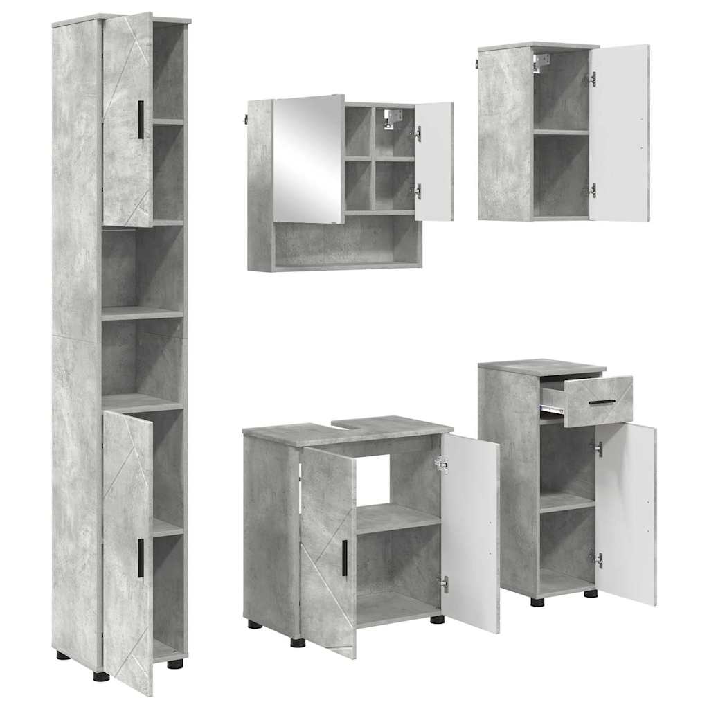 Ensemble de mobilier de salle de bain 5 pc Gris béton - XIOS