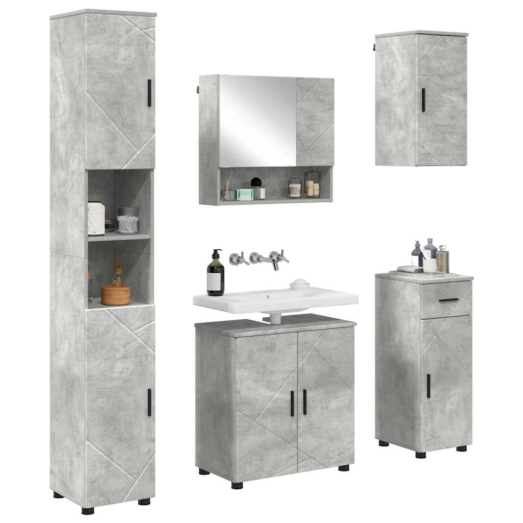 Ensemble de mobilier de salle de bain 5 pc Gris béton - XIOS