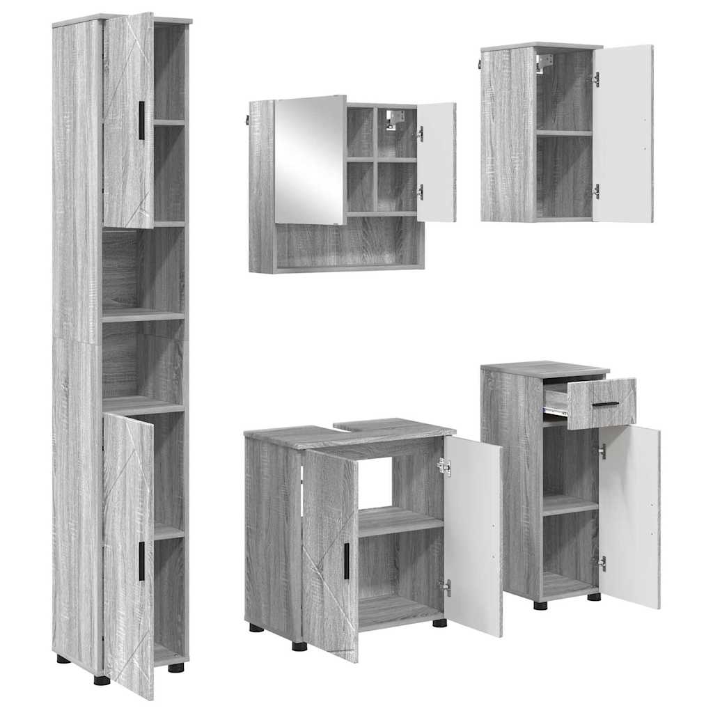 Ensemble de mobilier de salle de bain 5 pc Gris Sonoma - XIOS