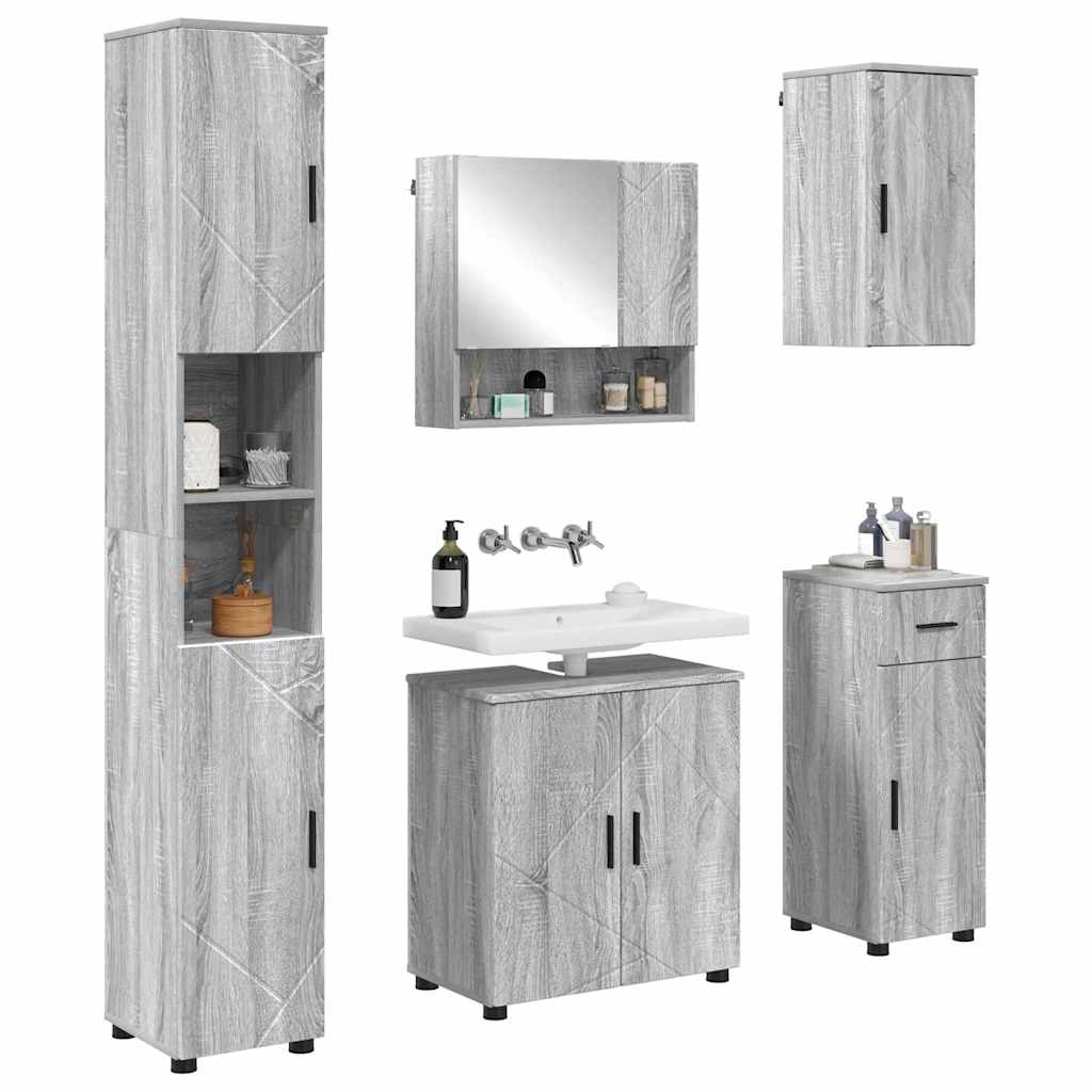 Ensemble de mobilier de salle de bain 5 pc Gris Sonoma - XIOS