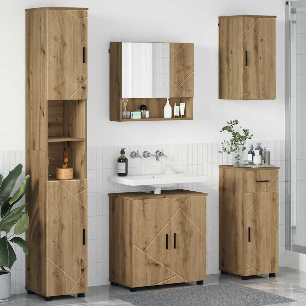 Ensemble de mobilier de salle de bain 5 pc Chêne artisanal