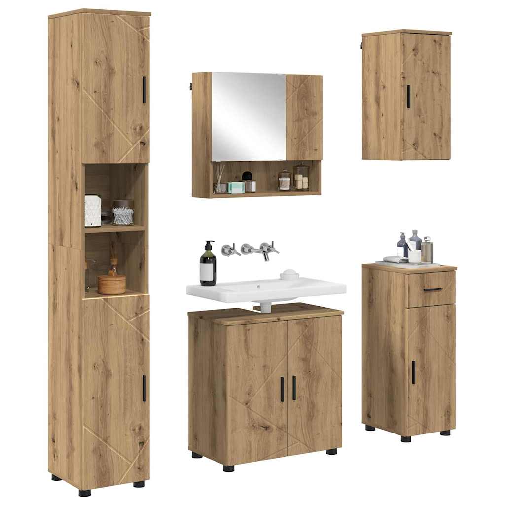 Ensemble de mobilier de salle de bain 5 pc Chêne artisanal