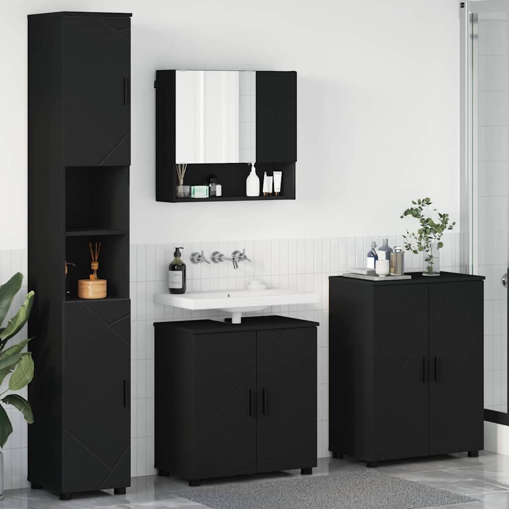 Ensemble de mobilier de salle de bain 4 pc Noir 61 x 35 x 64 cm