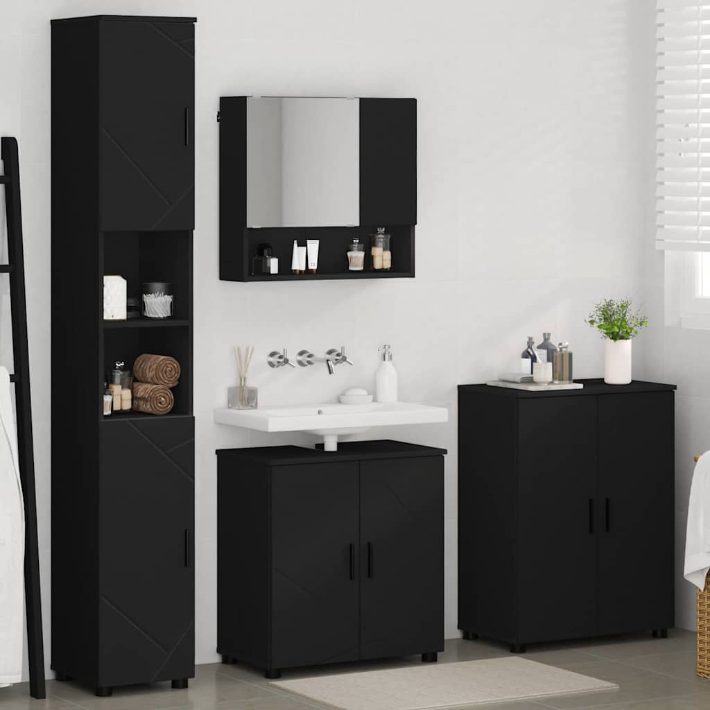 Ensemble de mobilier de salle de bain 4 pc Noir 61 x 35 x 64 cm