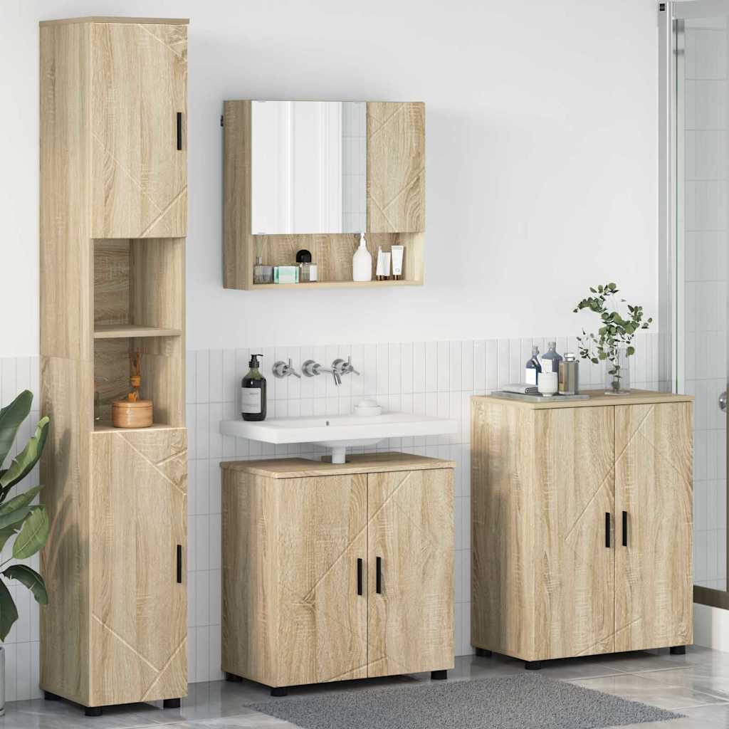 Ensemble de mobilier de salle de bain 4 pc Chêne Sonoma - XIOS