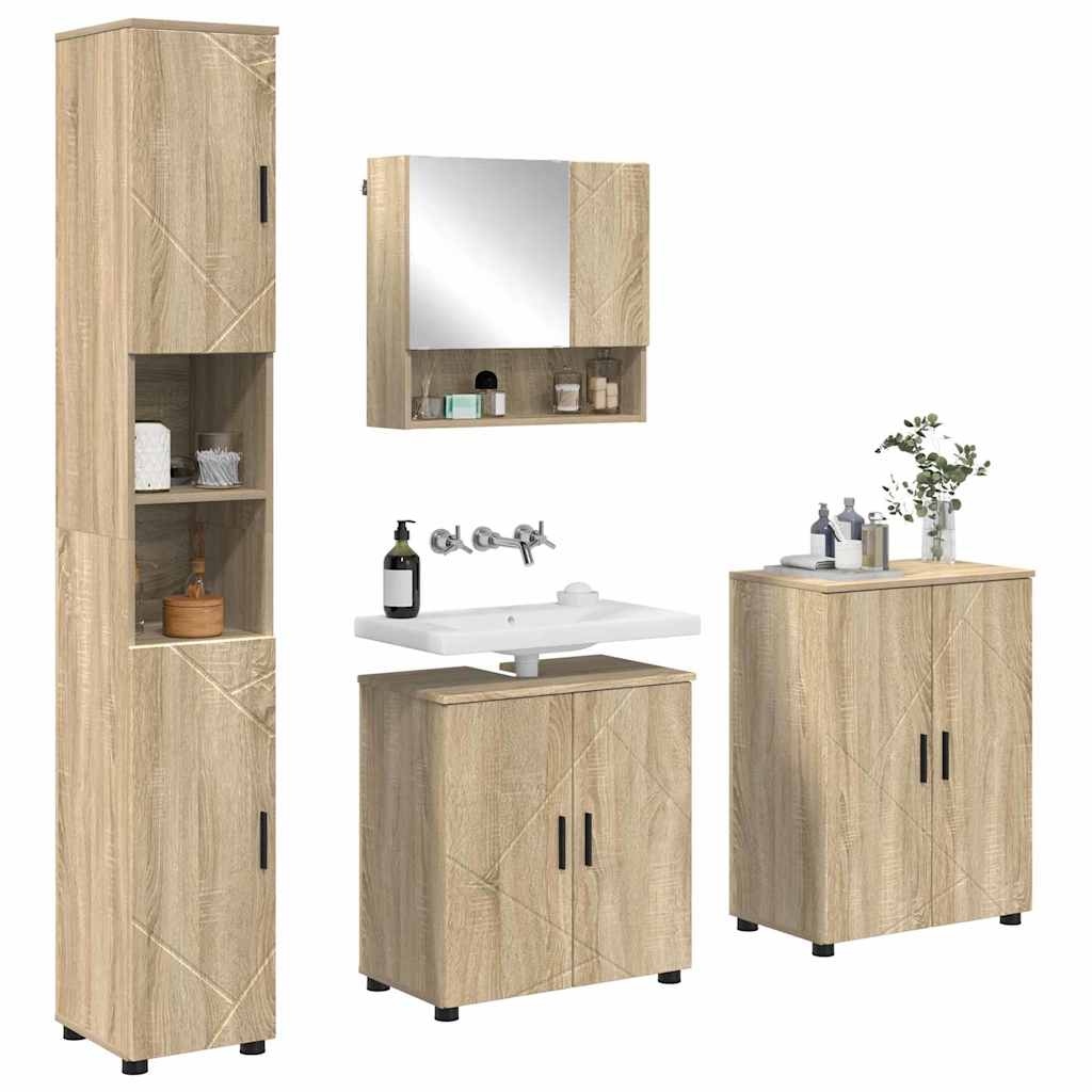 Ensemble de mobilier de salle de bain 4 pc Chêne Sonoma - XIOS