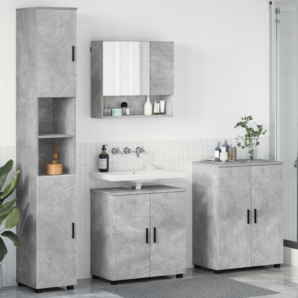 Ensemble de mobilier de salle de bain 4 pc Gris béton - XIOS