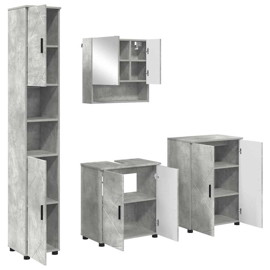 Ensemble de mobilier de salle de bain 4 pc Gris béton - XIOS