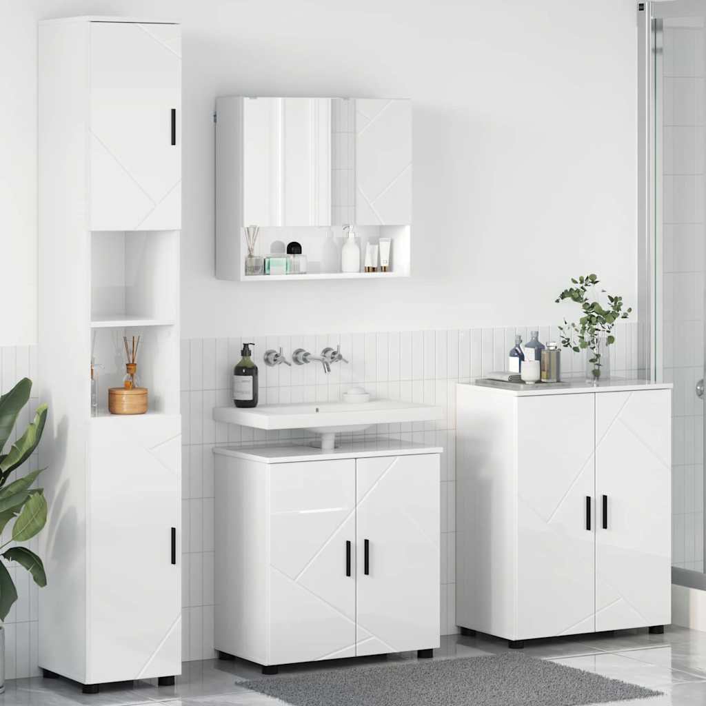 Ensemble de mobilier de salle de bain 4 pc Blanc brillant