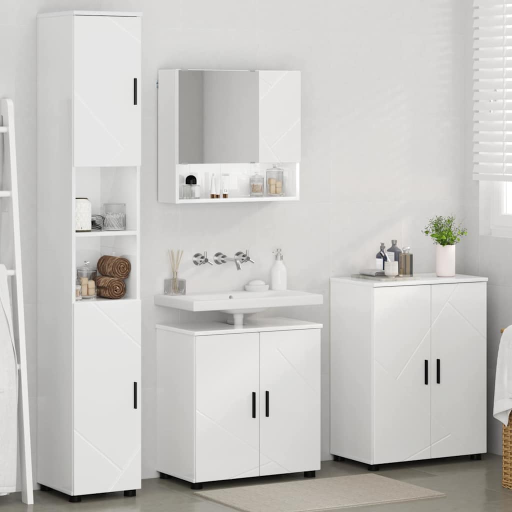 Ensemble de mobilier de salle de bain 4 pc Blanc brillant