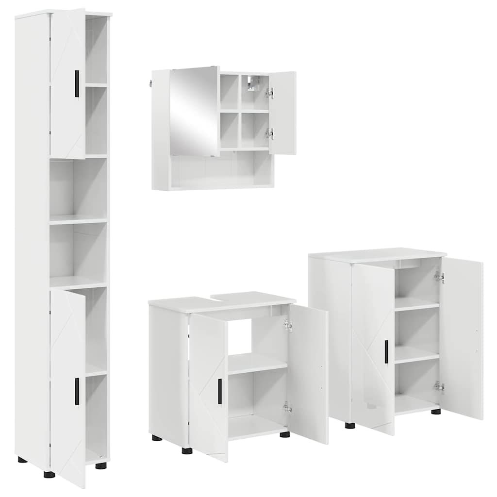 Ensemble de mobilier de salle de bain 4 pc Blanc brillant