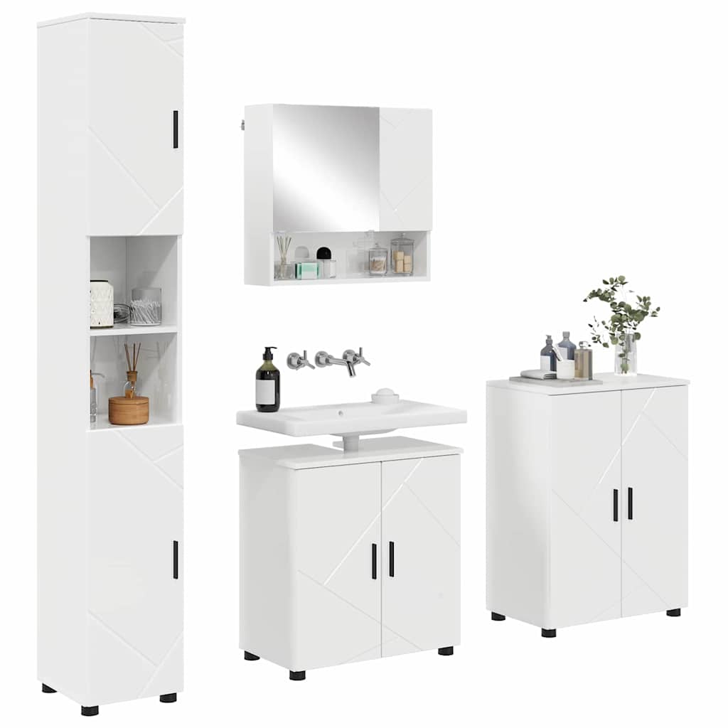 Ensemble de mobilier de salle de bain 4 pc Blanc brillant