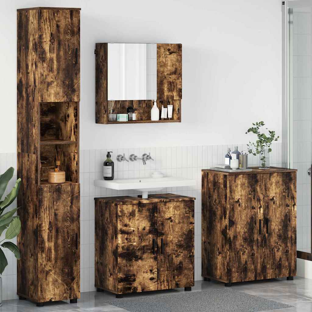Ensemble de mobilier de salle de bain 4 pc Chêne fumé